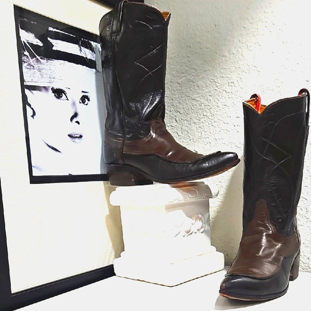 Tony Lama vintage two tone leather cowboy boots